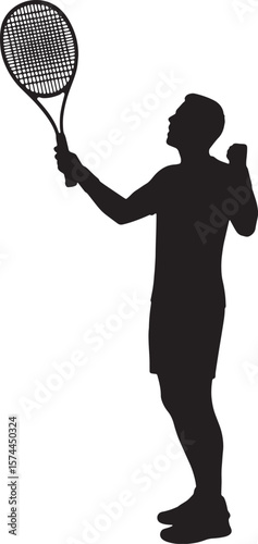  Tennis Silhouette with Racket and Ball