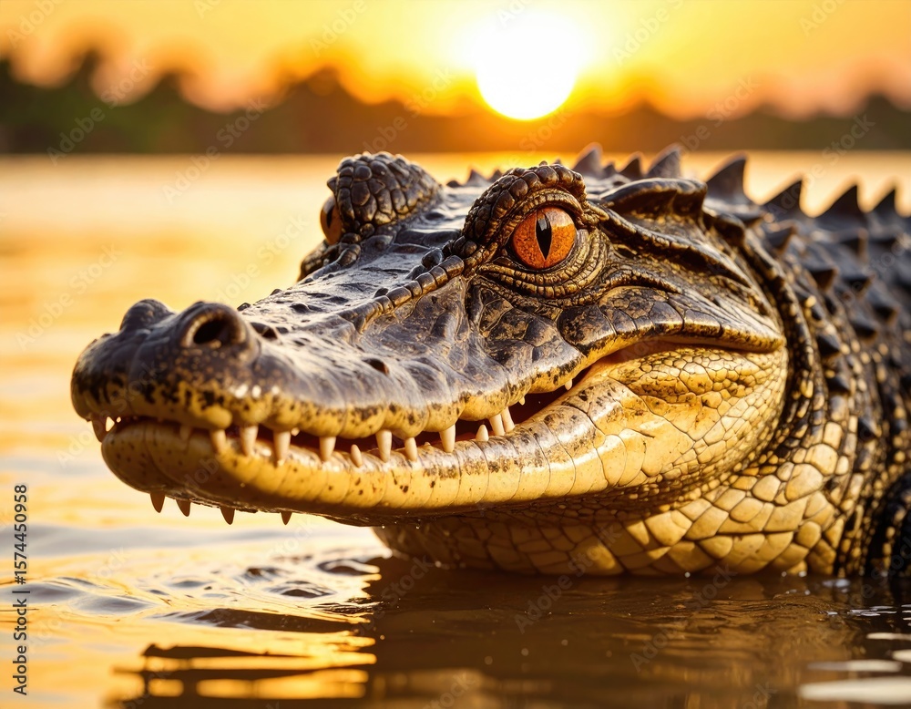 Fototapeta premium Crocodile at sunset