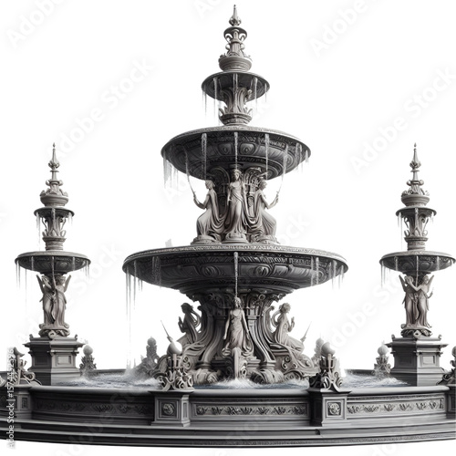 3D Fountain isolated on white background