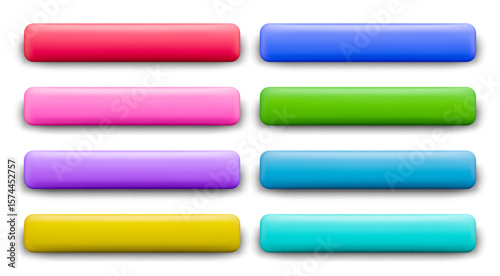 Set of vibrant horizontal long buttons or banners for caption