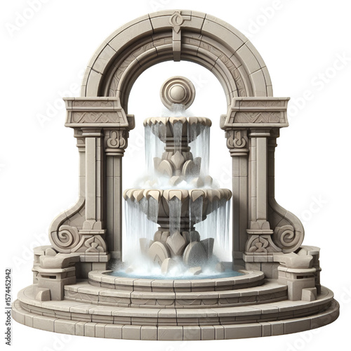 3D Fountain isolated on white background