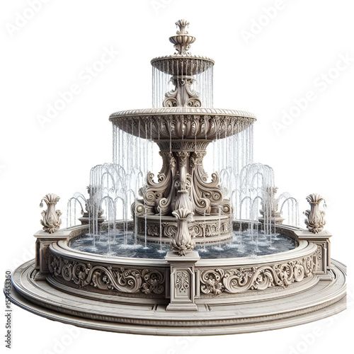 3D Fountain isolated on white background