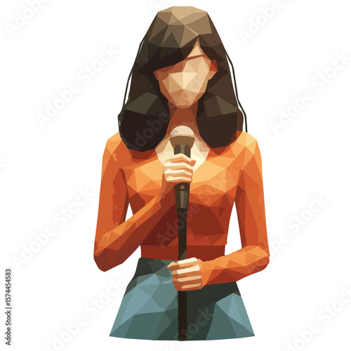 Public Speaker Illustration – Vector Woman Speaking at Podium to Seated Audience in Conference Hall