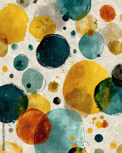 Mustard & Teal Watercolor Dot Mosaic