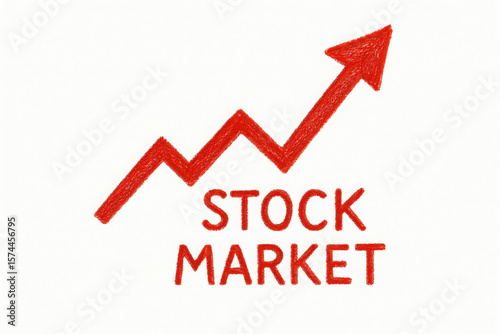 Free Download red hand-drawn rising arrow symbolizing the stock market isolated on white - GFXLoad