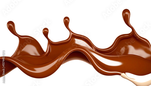 Chocolate Splash with Flowing Liquid on Transparent Background Isolated Transparent Background