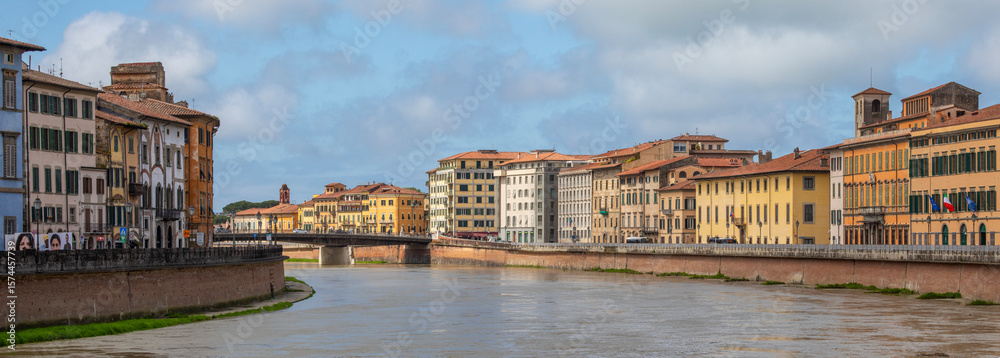 Naklejka premium View from Ponte di Mezzo in Pisa, Italy