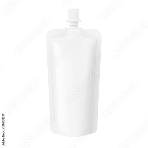 Spout pouch packaging bag mockup. Vector illustration  isolated on white background. Front view. Can be use for template your design, presentation, promo, ad. EPS10.