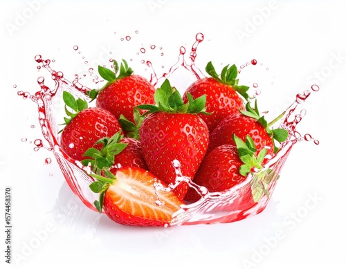 Fresh strawberries in water splash