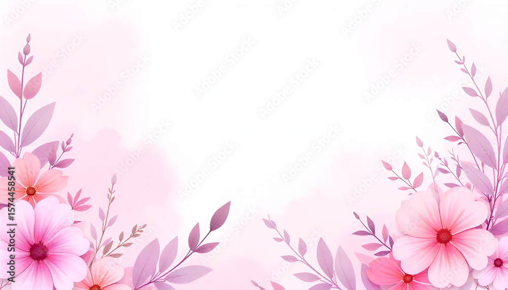 Fototapeta premium Elegant pink and purple flowers create a soft, romantic background perfect for spring themes, invitations, or decorative design.