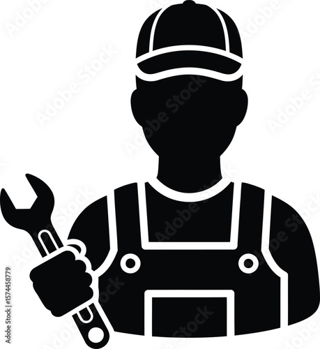 A mechanic holding a wrench isolated on white background, ready to fix any problem