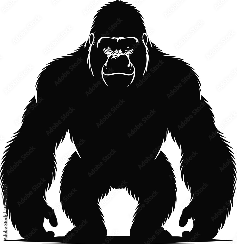 Fototapeta premium Powerful black gorilla silhouette primate animal