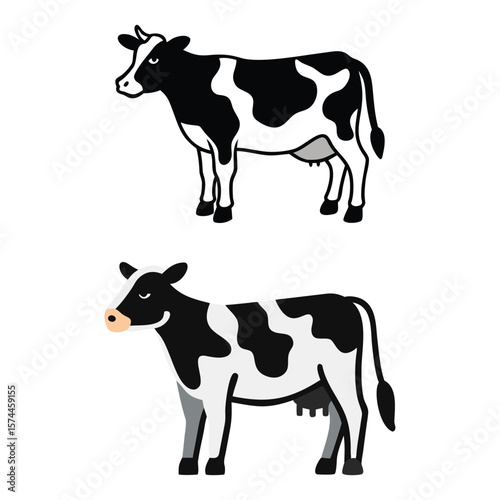 Black and white cow illustration