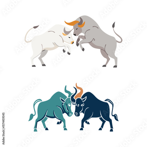 Two Pairs of Fighting Bulls