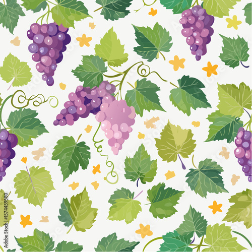 Grape branches seamless pattern