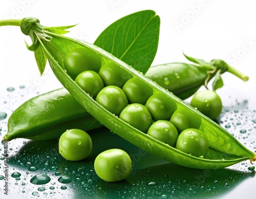 Fresh green peas in a pod