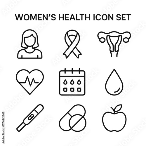Pregnancy and maternity vector icons set. Outline symbols. Line design