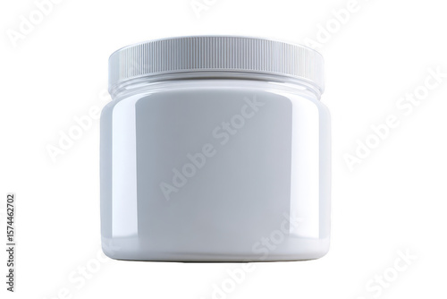 White plastic jar with lid (10)