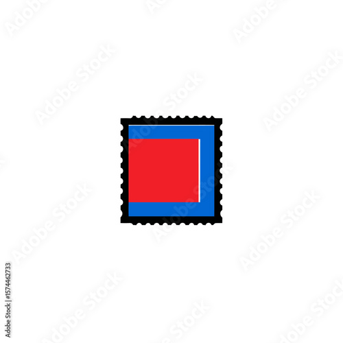 Stamp illustrates color box within minimal white space