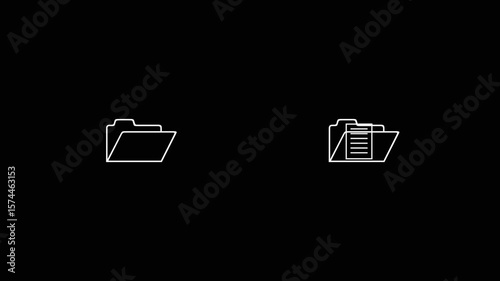 File transfer between two folders animation. Animated icon of data transfer or Document folders exchanging data in Chinese style.