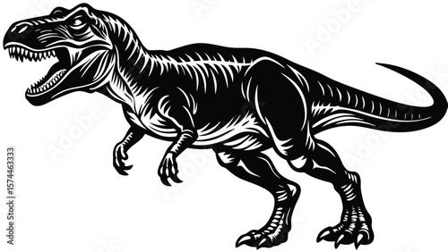 Tyrannosaurus Rex dinosaur black and white pattern