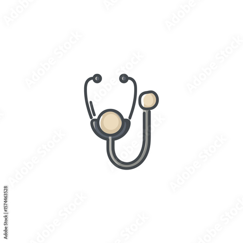 Medical stethoscope listens in healthcare clean illustration style