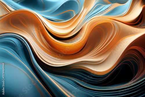 Modern Fluid Abstract Waves Background with 3D Flowing Layers and Elegant Colors