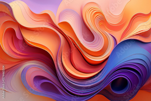 Vibrant Abstract 3D Waves with Flowing Colors and Spheres