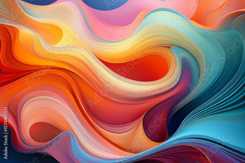 Vibrant Abstract Background with Juicy 3D Liquid Waves and Splashes