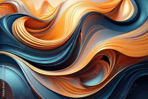 Modern Fluid Abstract Waves Background with 3D Flowing Layers and Elegant Colors