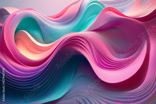 Playful and Feminine Abstract Background with 3D Flowing Lines in Candy Colors