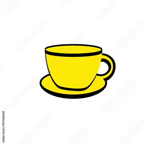 Yellow teacup sits elegantly isolated white minimalist scene