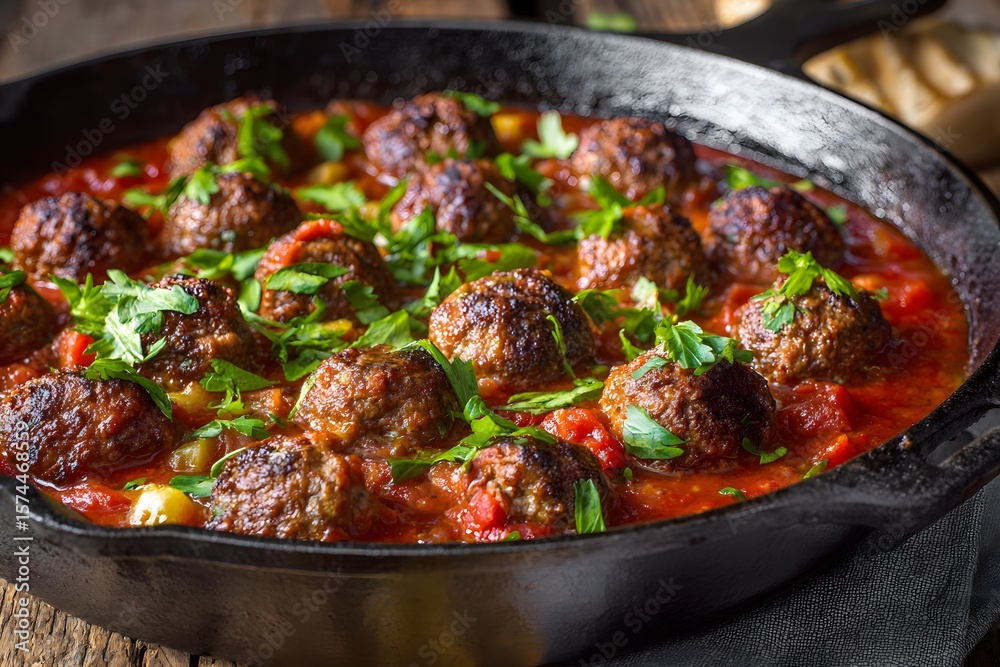 Fototapeta premium Delicious Meatballs in Tomato Sauce.