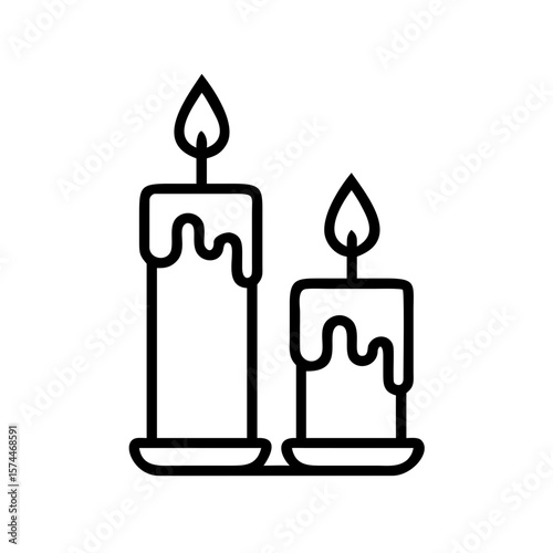 Candle light vector icon wax flame burning decoration graphic design glowing holiday candlelight illustration