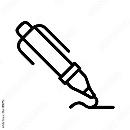 Illustration of a black pen writing drawing sketching line art design tool creative instrument stationery 100mm