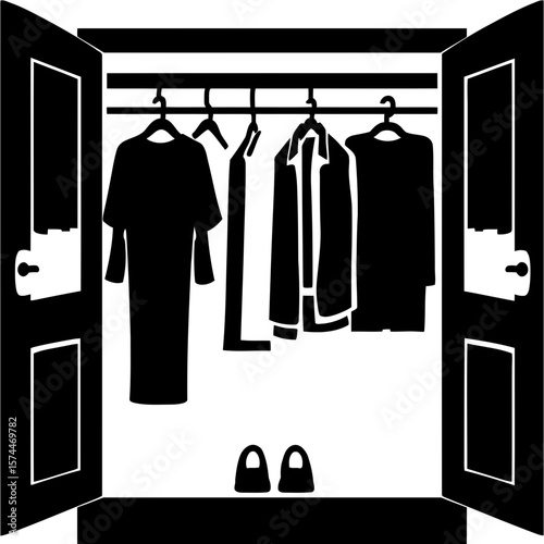 Vector illustration of modern bathroom and men's fashion clothing collection with a man in a stylish suit