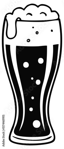 Glass of beer icon in black, isolated 