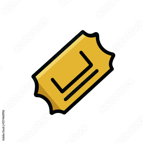 Golden ticket icon represents entry in white background