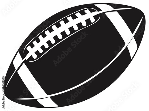 American football icon in black, isolated 