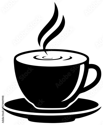 Cup of hot coffee or tea icon in black 