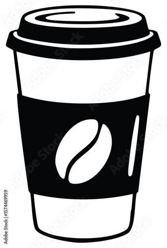 Cup of to go coffee icon in black, isolated 