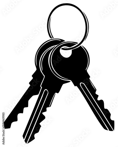 Set of keys on a key ring icon 