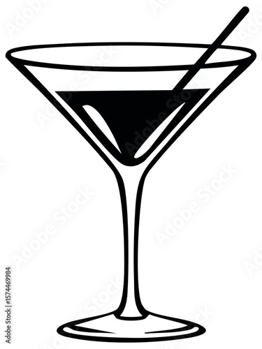 Martini glass icon in black, isolated 