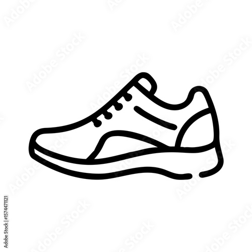 Outline running shoe vector illustration footwear design athletic shoe sneaker icon sport shoe training shoe style