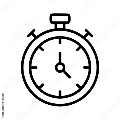 Outline stopwatch icon time clock timer countdown deadline urgency measurement tool chronometer symbol for design 100
