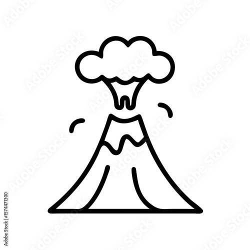 Volcano eruption magma lava mountain nature disaster geology volcanic ash smoke natural hazard concept icon
