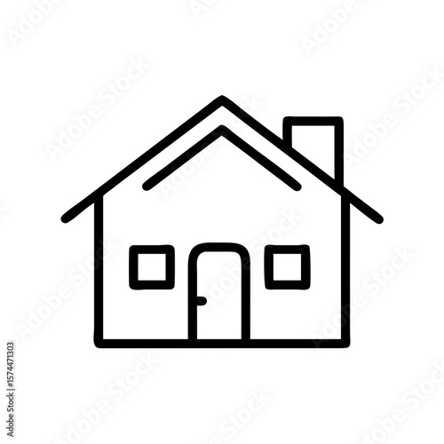 Simple house home building architecture real estate residence construction property roof chimney outline icon vector