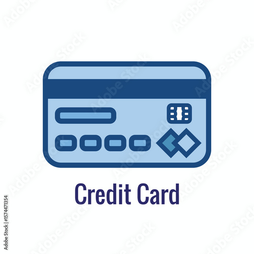Credit Card Icon with Name Address Logo Chip Reader EMV Design