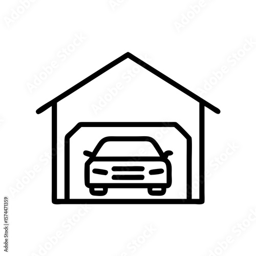 Car garage vehicle storage automobile parking automotive home building residential structure icon vector design