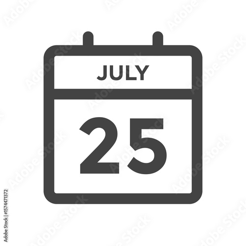 July 25 Calendar Day or Calender Date Deadline or Appointment